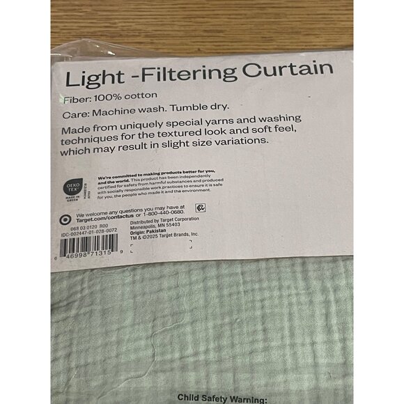 Room Essentials Light Filtering Curtain Panel Aqua Crinkle Gauze 42x63 ONE PANEL - Picture 5 of 6